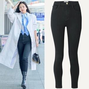 FRAME Denim Black ‘Ali’ High-Rise Skinny Jeans Size 24 ASO Jennie Kim